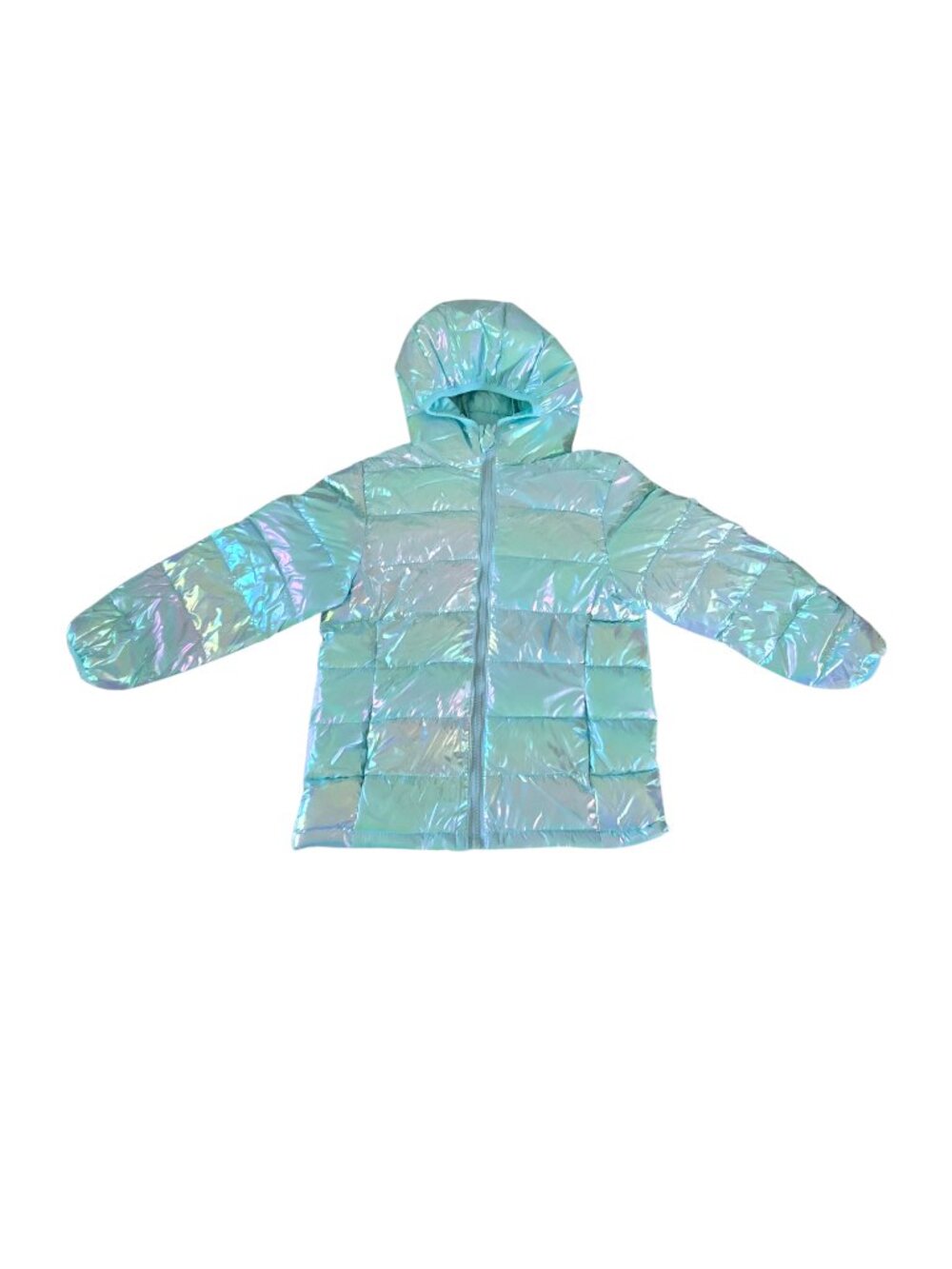 NWOT | Kids Metallic Iridescent Hooded Puffer Jacket Size 4/5